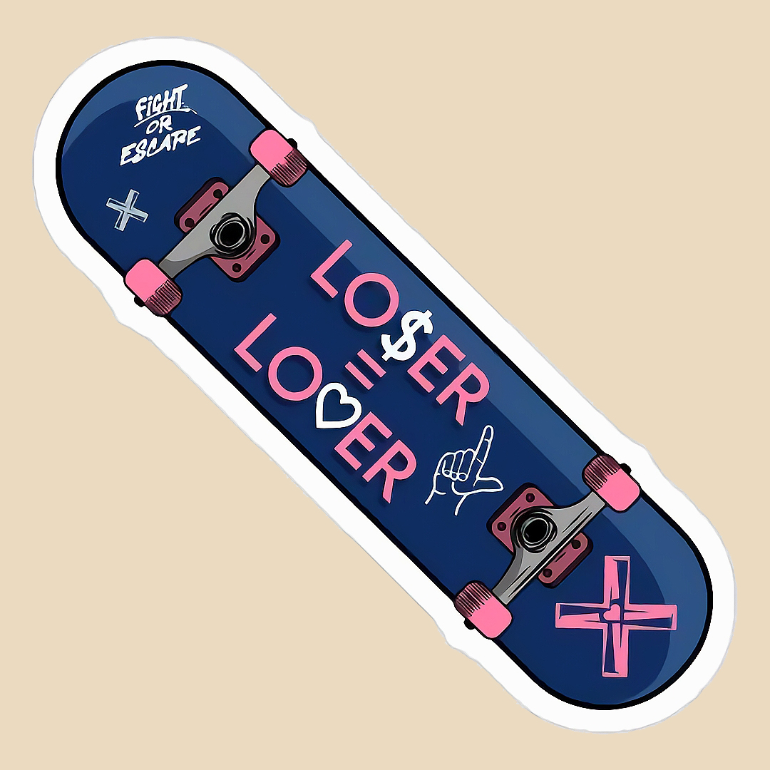 استیکر lover or loser skate board کد 1665
