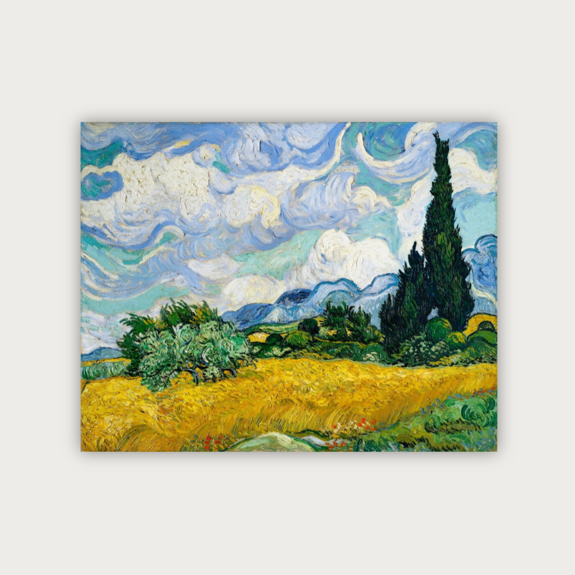 پوستر گندم زاری با سروها